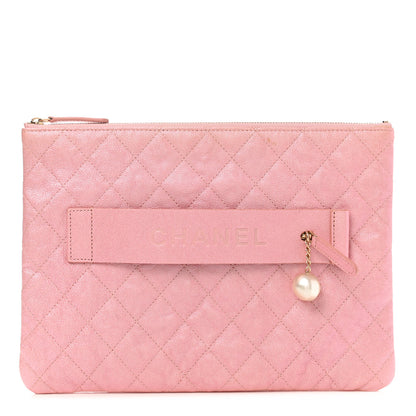 Chanel Iridescent Caviar Medium Night by the C Pouch Clutch Rose Pink 1 of 8