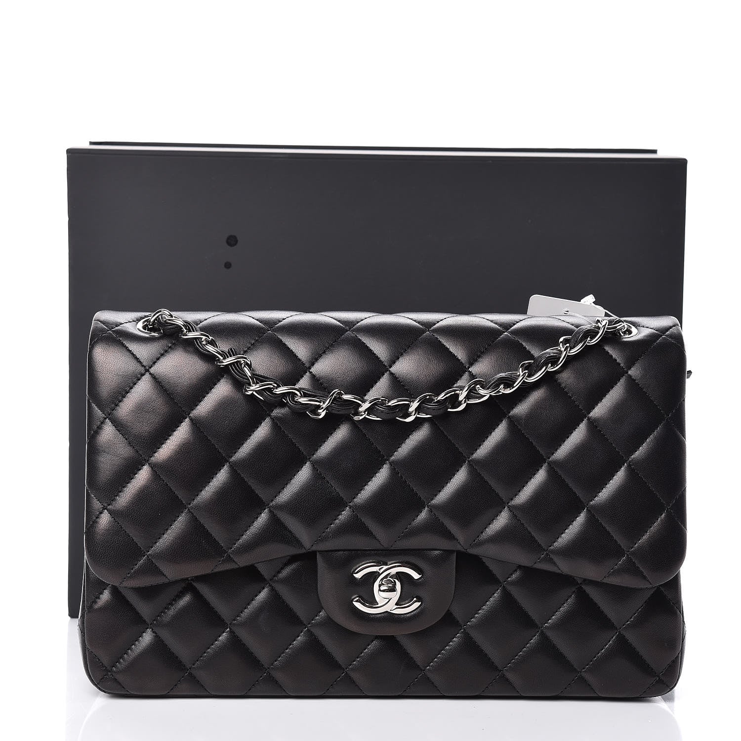 Chanel Lambskin Quilted Jumbo Double Flap Black 13 of 13