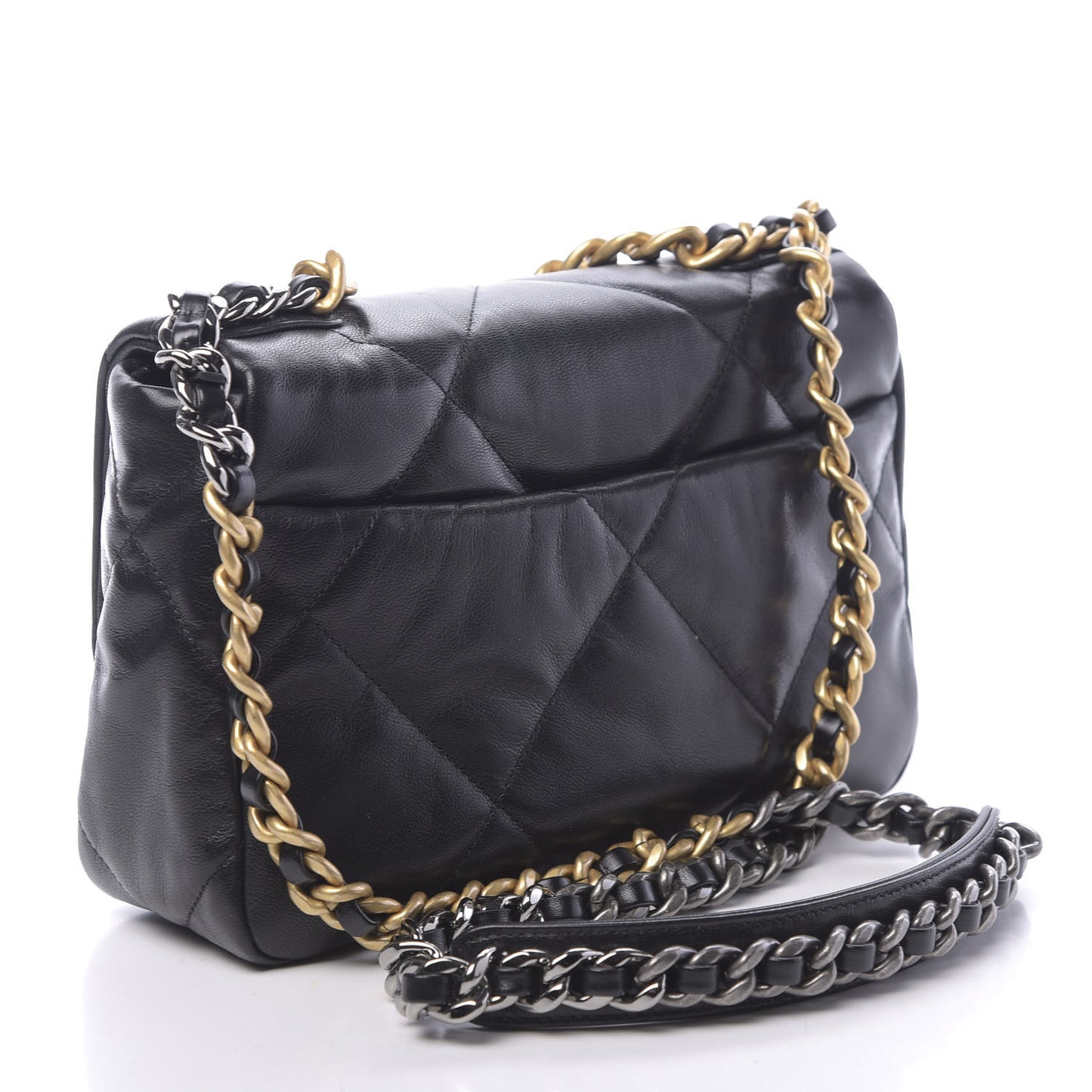 Goatskin Quilted Medium 19 Flap Black