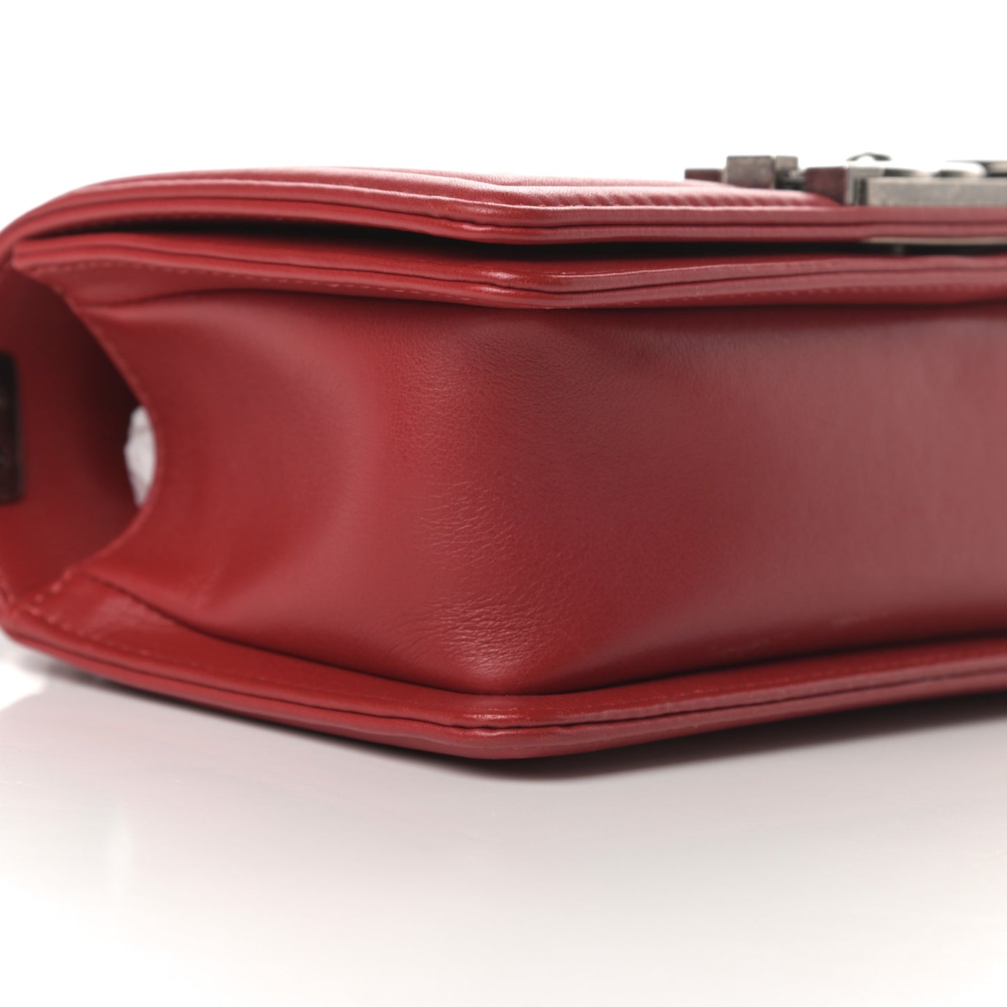 Calfskin Quilted Small Boy Flap Red