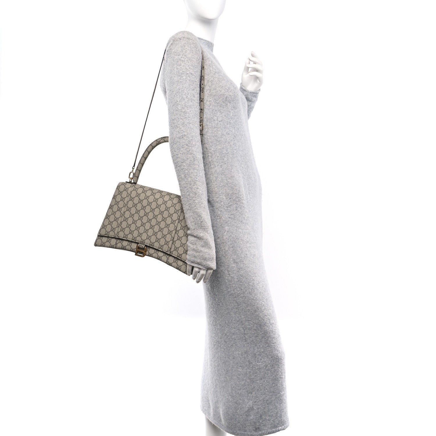 Balenciaga X GUCCI GG Supreme Monogram Medium Hourglass Top Handle Bag Beige Ebony 2 of 10