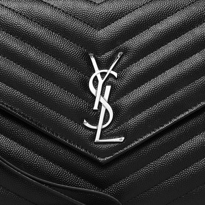Saint Laurent Grain De Poudre Matelasse Chevron Monogram Envelope Clutch Black 8 of 12