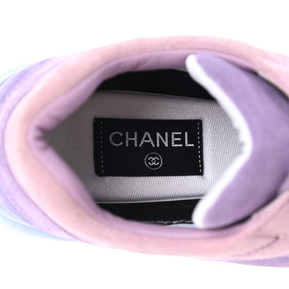 Chanel Nylon Lambskin Suede Calfskin CC Sneakers 40 Purple 6 of 12