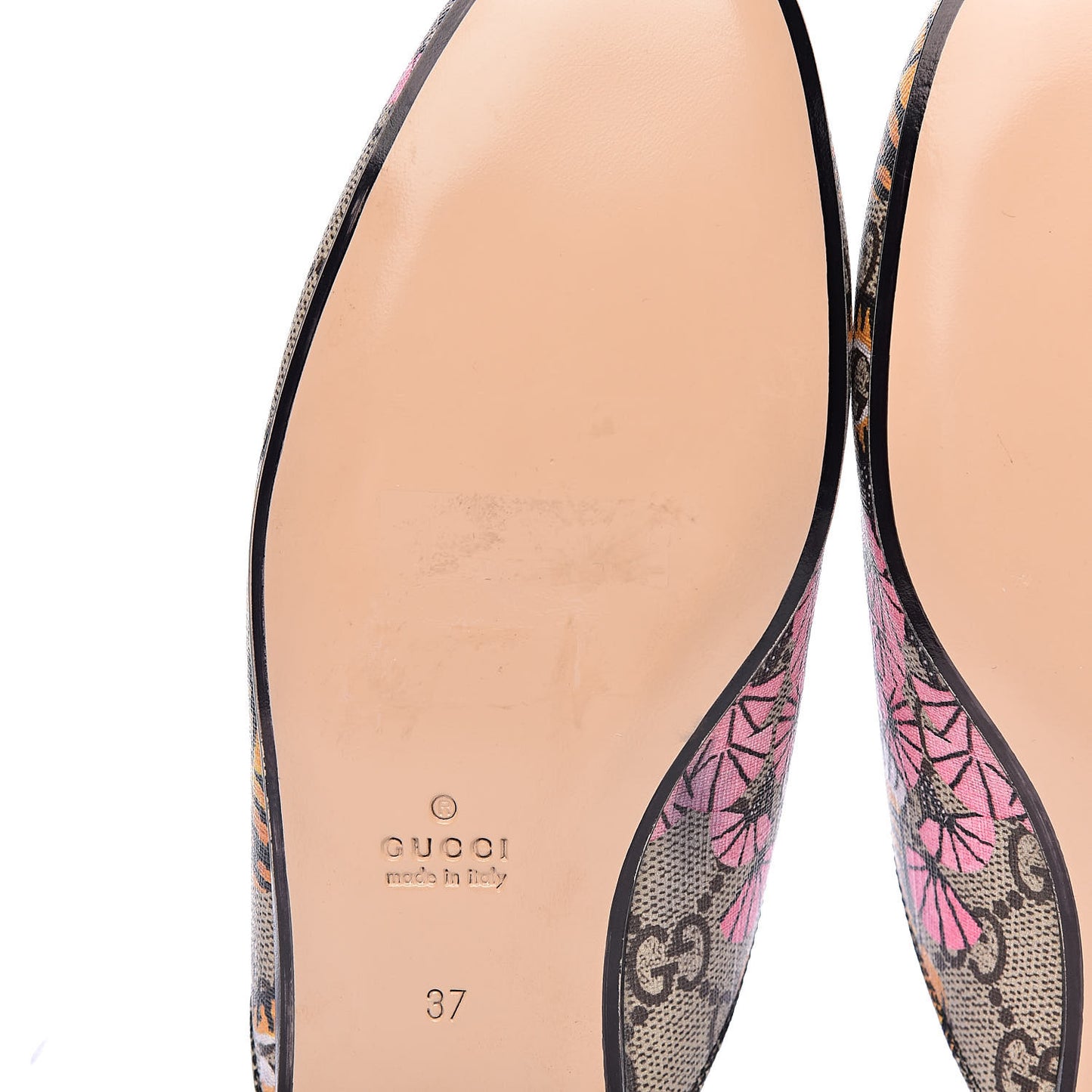 GG Supreme Monogram Bengal Womens Princetown Slippers 37 Beige Crop Pink