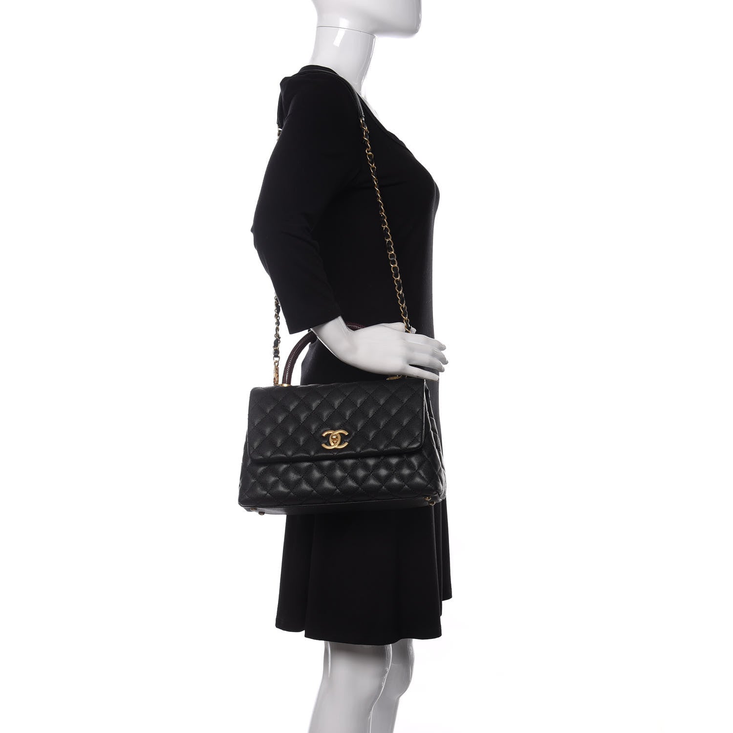 Chanel Caviar Lizard Quilted Small Coco Handle Flap Black 2 of 10