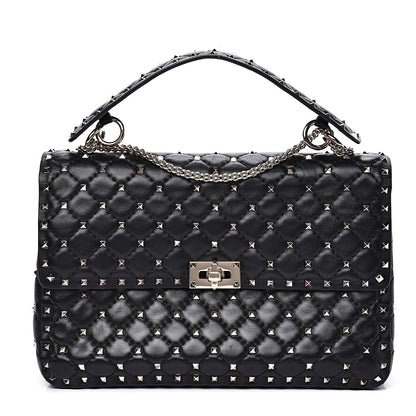 Valentino Garavani Lambskin Large Rockstud Spike Shoulder Bag Black 1 of 11