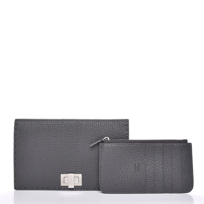 Fendi Cuoio Romano Selleria Mini Peekaboo Clutch Wallet Asfalto 5 of 9