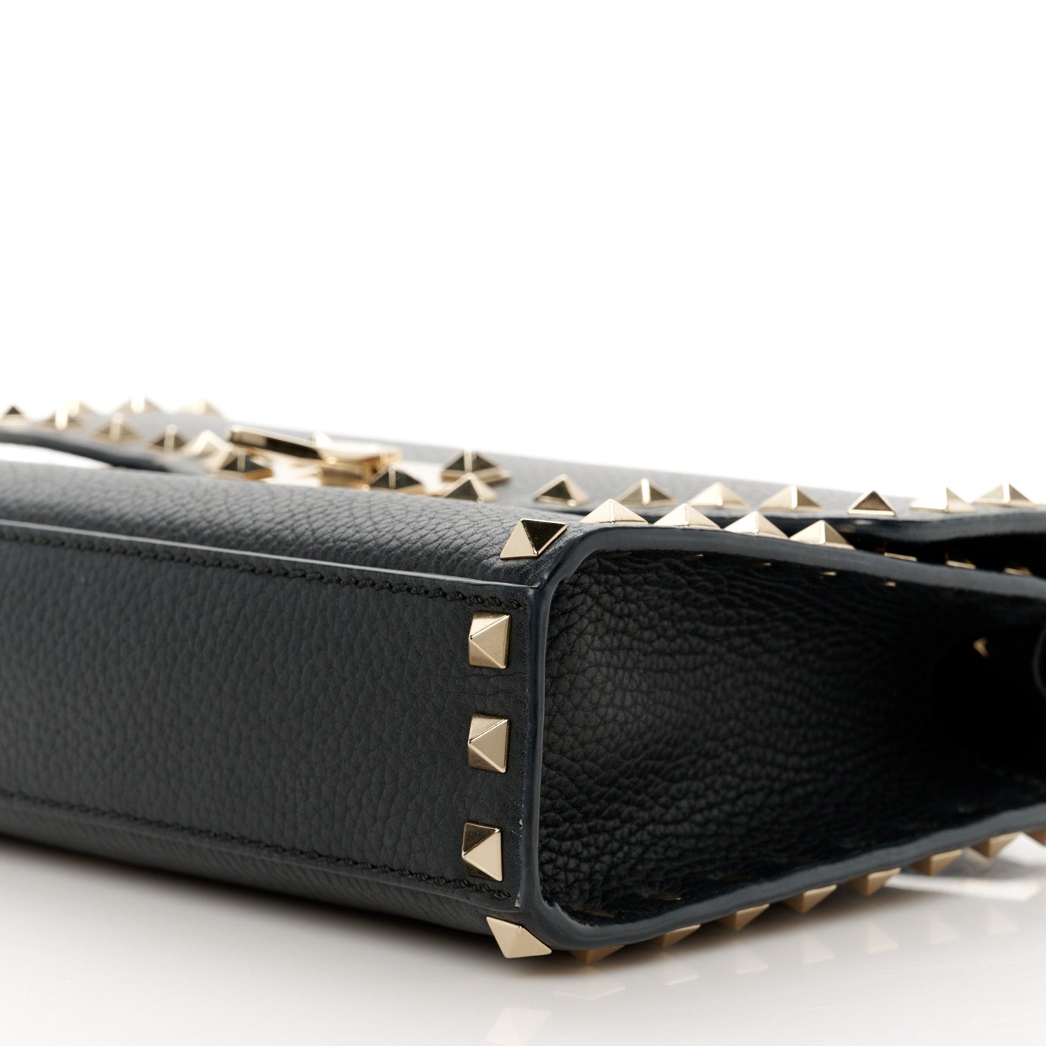 Valentino Garavani Pebbled Calfskin Medium Rockstud Flip Lock Crossbody Bag Black 10 of 10