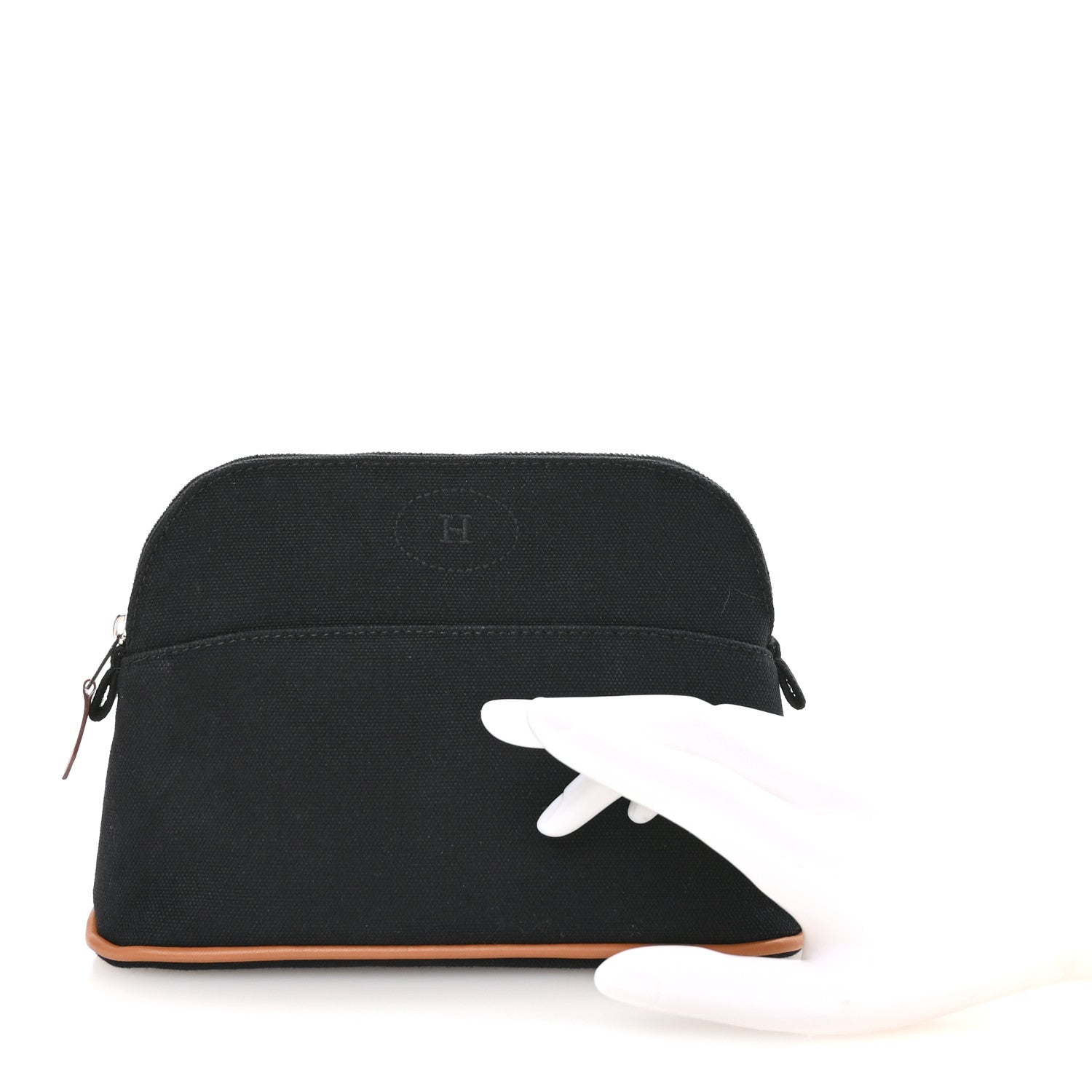 Hermes Cotton Canvas Mini Bolide Travel Cosmetic Pouch Black 4 of 16
