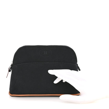 Hermes Cotton Canvas Mini Bolide Travel Cosmetic Pouch Black 4 of 16