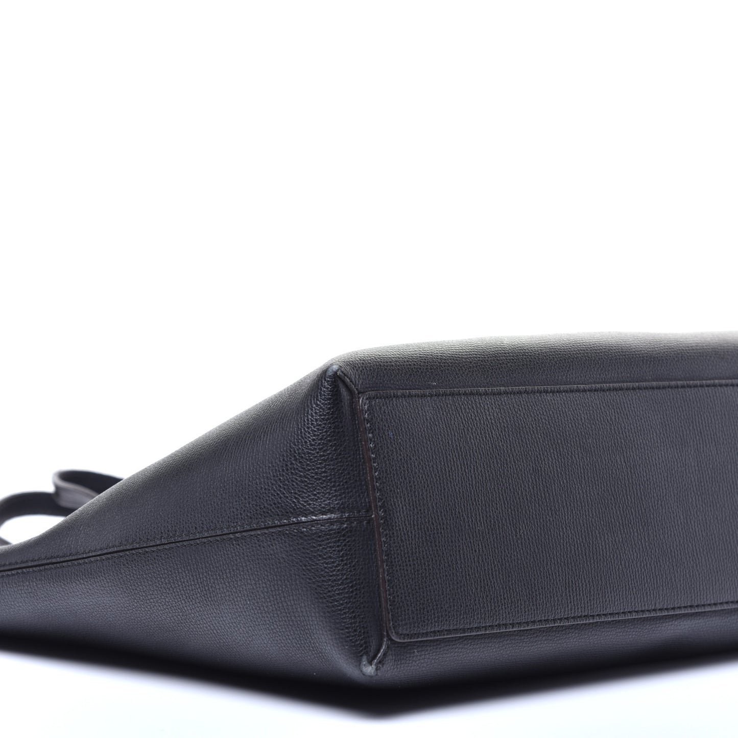 Grainy Calfskin Haymarket Check Medium Reversible Tote Black