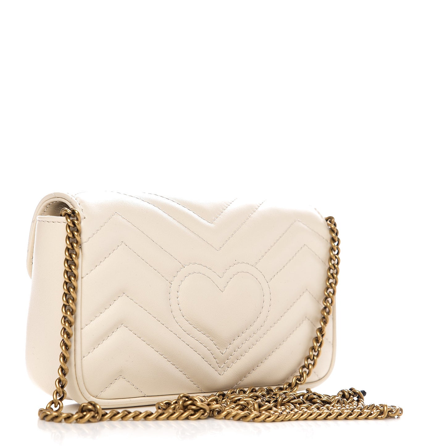 Calfskin Matelasse Super Mini GG Marmont Shoulder Bag White