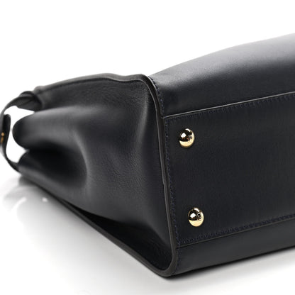 Fendi Vitello Seta Shiny Nappa Medium Peekaboo Iconic Satchel Blue Notte Turchese 8 of 12