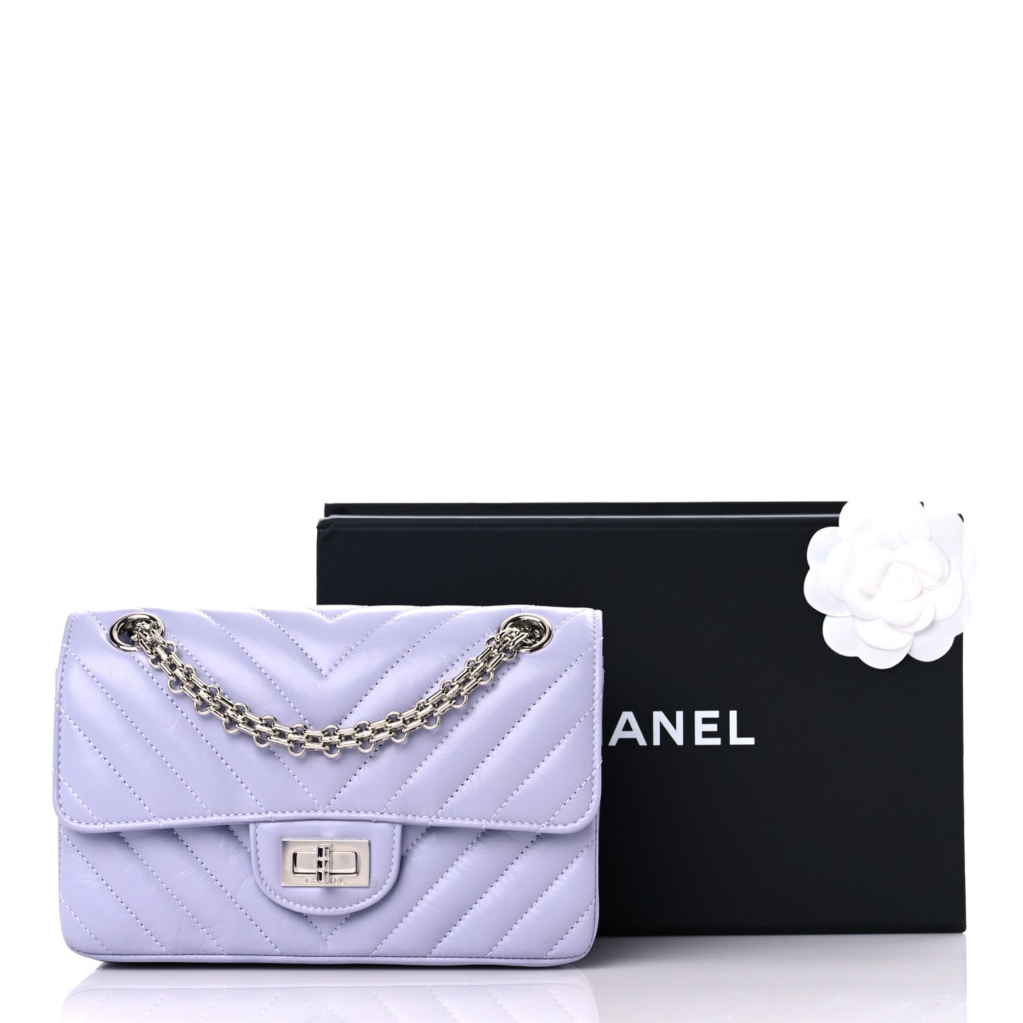 Aged Calfskin Chevron Quilted 2.55 Reissue Mini Flap Light Purple