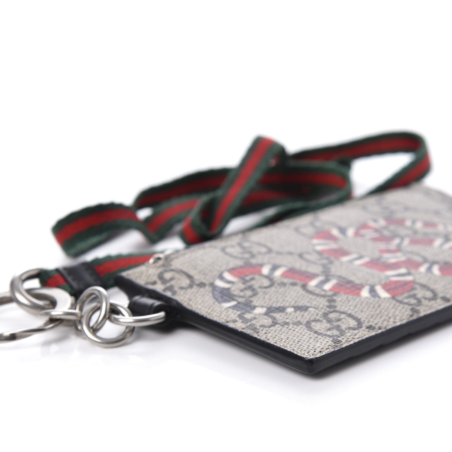 GG Supreme Monogram Kingsnake Lanyard Coin Case Card Holder