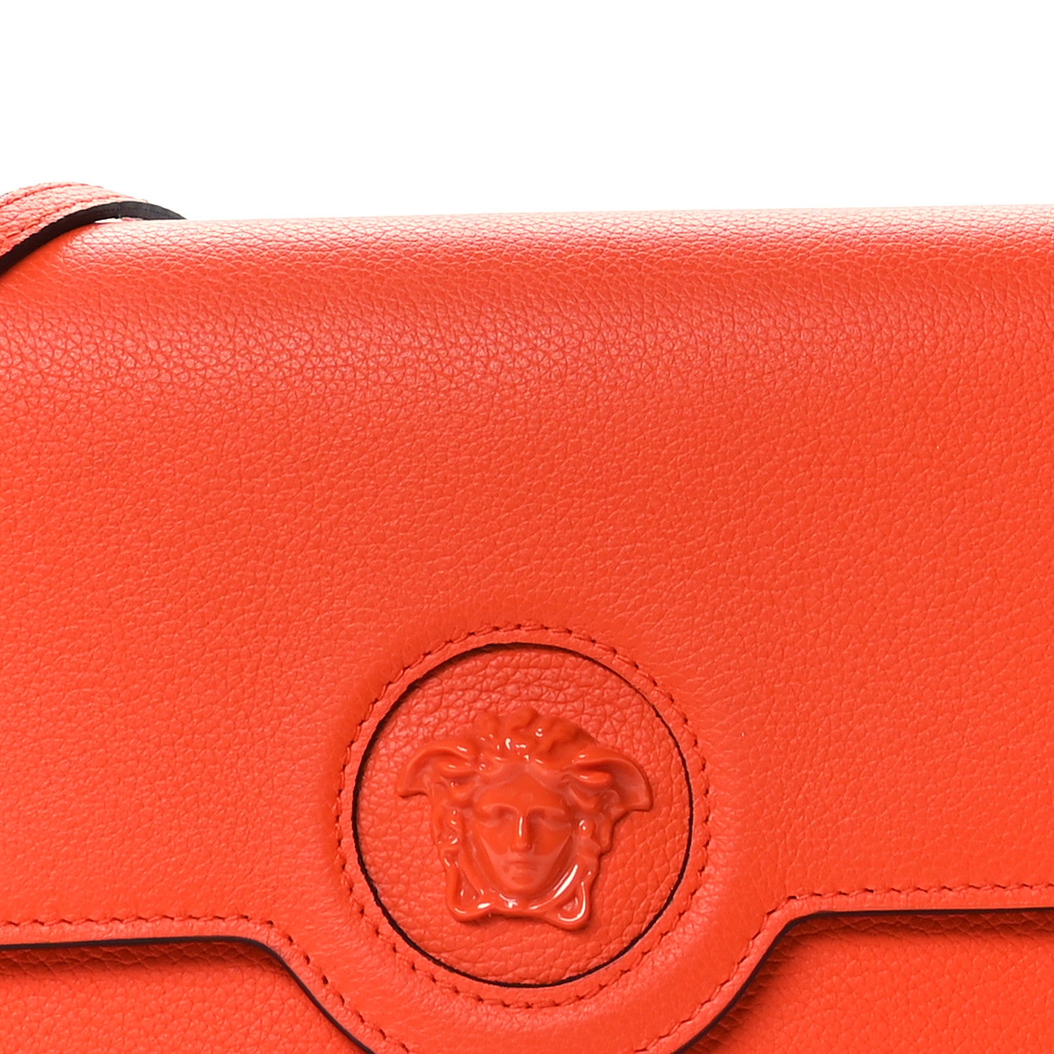 Versace Grained Calfskin La Medusa Crossbody Bag Orange 7 of 9