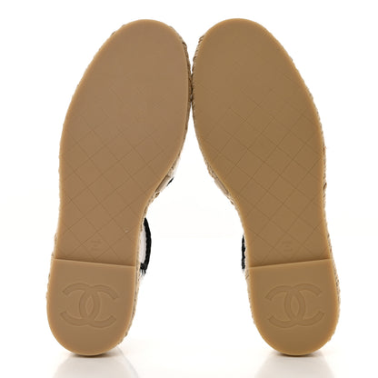 Chanel Braided Knit Cap Toe CC Ankle Strap Espadrilles 39 White Black 5 of 9