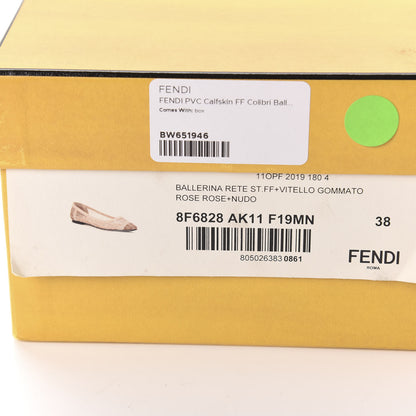 Fendi Technical Mesh Vitello FF Colibri Ballerina Flats 38 Rose Nude 9 of 9