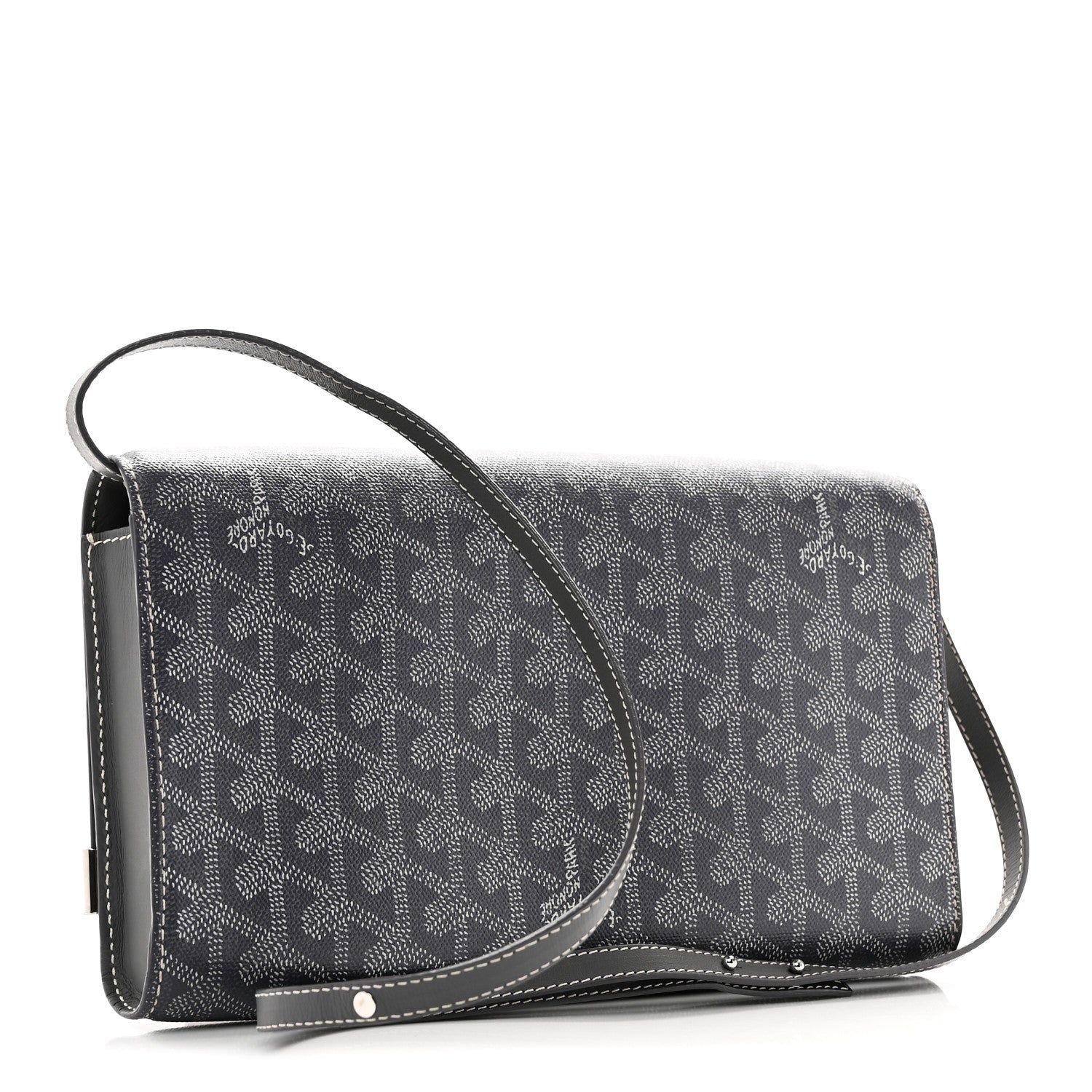 Goyard Goyardine Monte Carlo Bois Clutch With Strap Gray 4 of 14