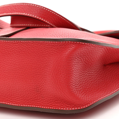 Hermes Taurillon Clemence Verso Halzan 31 GM Rouge Casaque Vermillion 10 of 11
