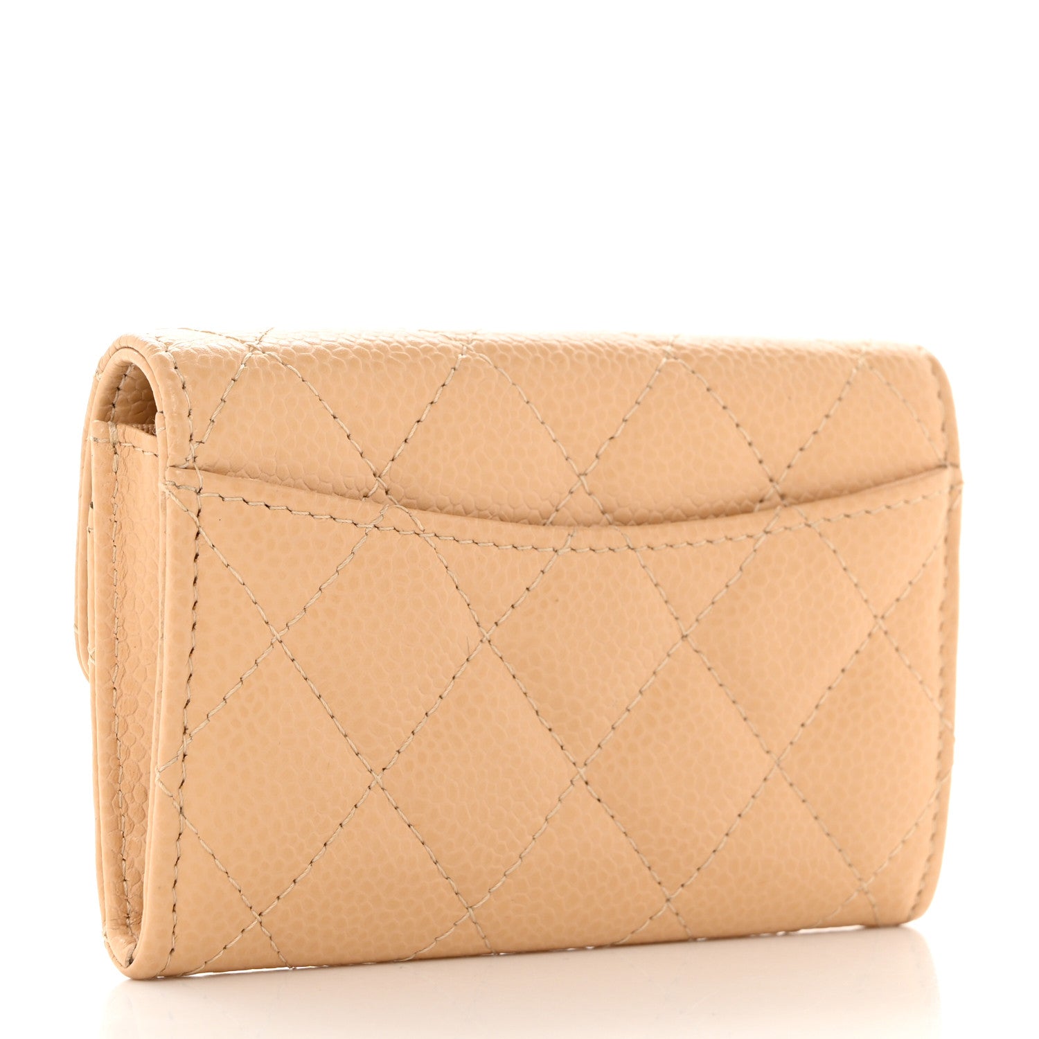 Chanel Caviar Quilted Flap Card Holder Wallet Beige 3 of 9