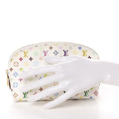 Louis Vuitton Monogram Multicolor Cosmetic Pouch White Litchi 2 of 8