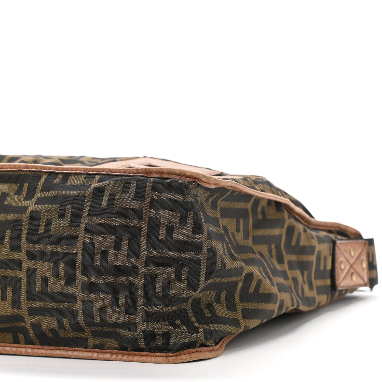 Fendi Zucca Vitello Patchwork Shoulder Flap Bag Tobacco Sabbia 7 of 12