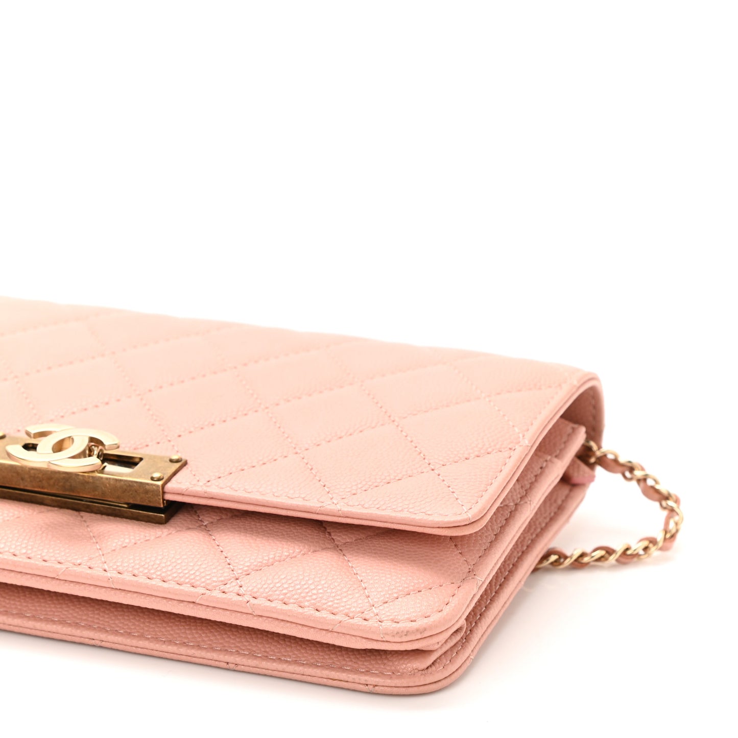 Caviar Quilted Golden Class Wallet On Chain WOC Pink
