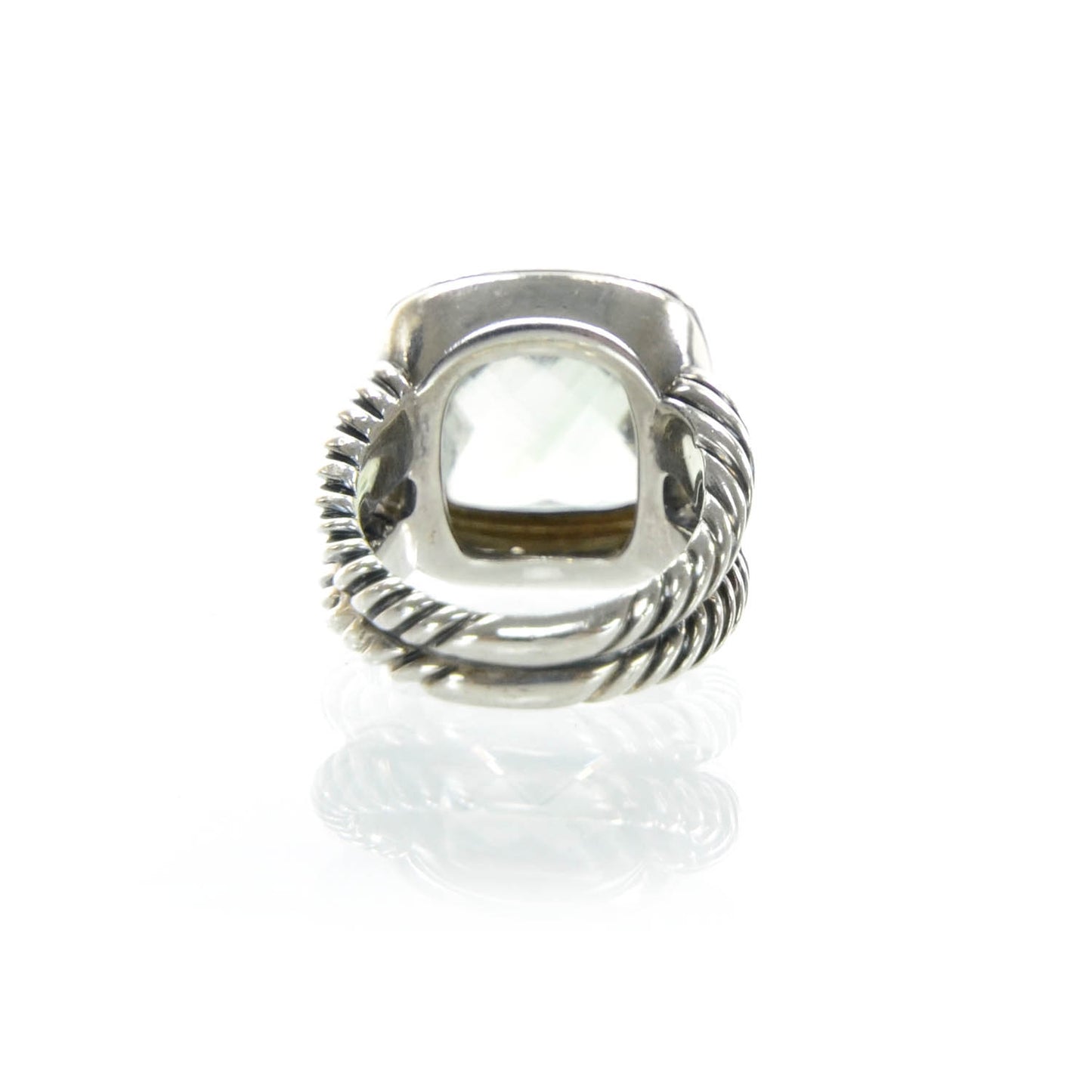 Sterling Silver Diamond Prasiolite 14mm Albion Ring 54 7