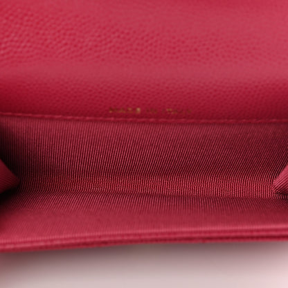 Chanel Caviar Quilted Flap Card Holder Wallet Dark Pink 5 of 9