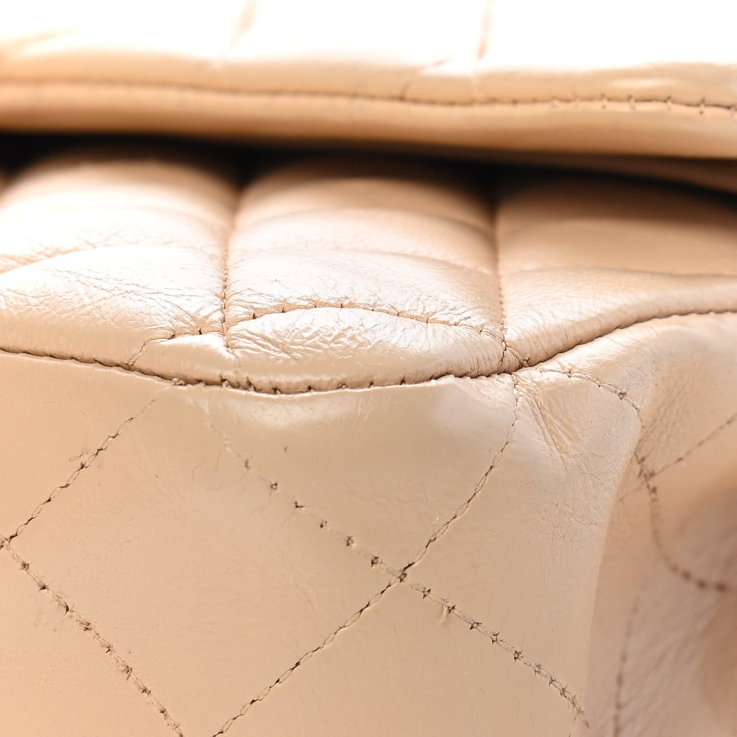 Lambskin Quilted Medium Double Flap Beige