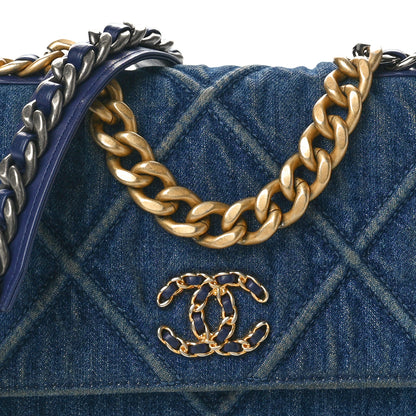 Chanel Denim Quilted Chanel 19 Wallet On Chain WOC Blue 8 of 11
