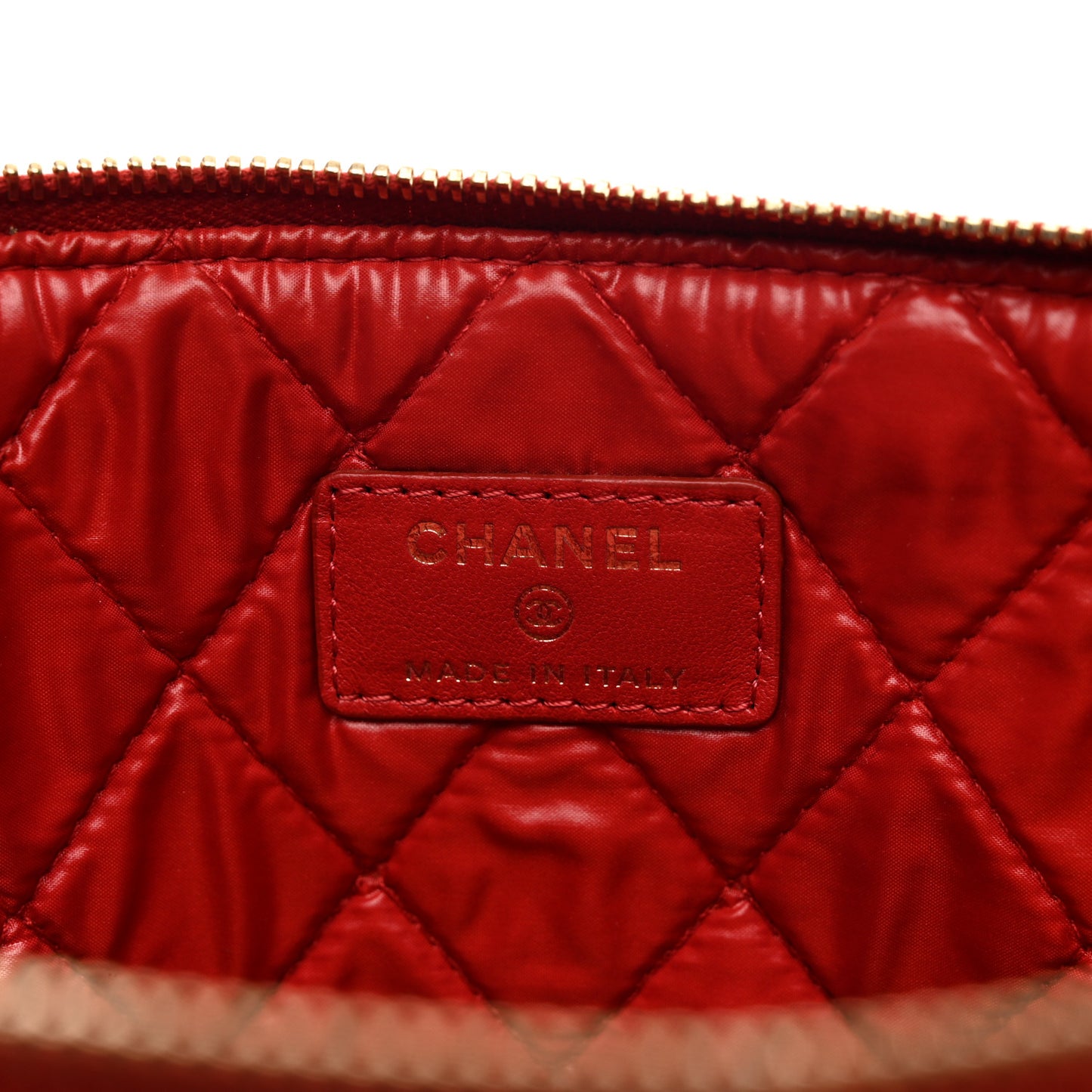 Lambskin Quilted Medium Casino Beauty CC Cosmetic Case Red