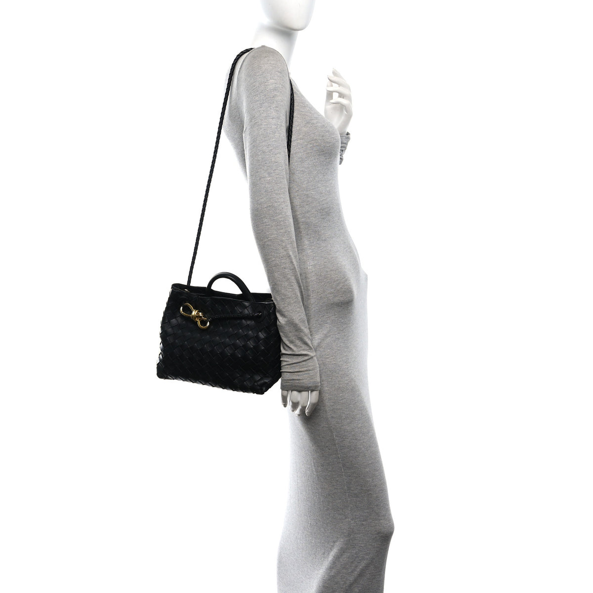 Bottega Veneta Nappa Intrecciato Small Andiamo Shoulder Bag Black 2 of 10