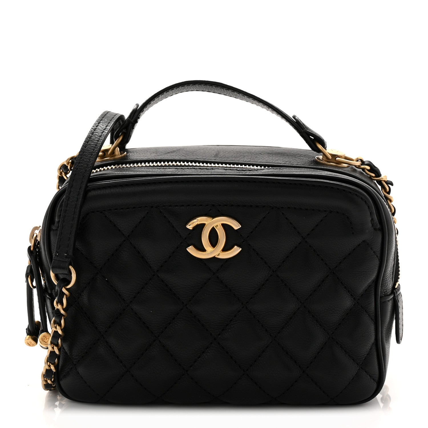 Chanel Calfskin Quilted CC Small Vanity Case Black 1 of 10