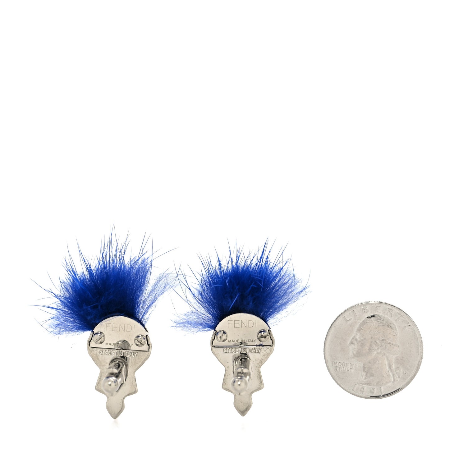 Metal Fox Fur Karlito Cufflinks Silver Blue