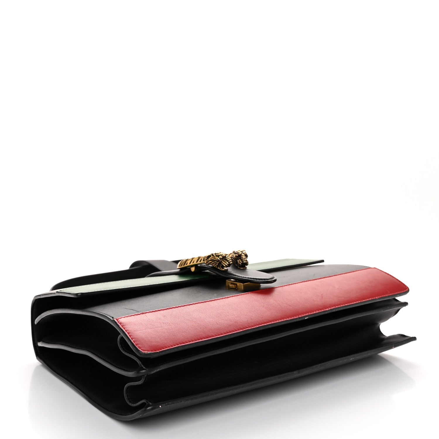 Gucci Calfskin Bamboo Web Large Dionysus Top Handle Bag Black Bright Evergreen Hibiscus Red 4 of 14