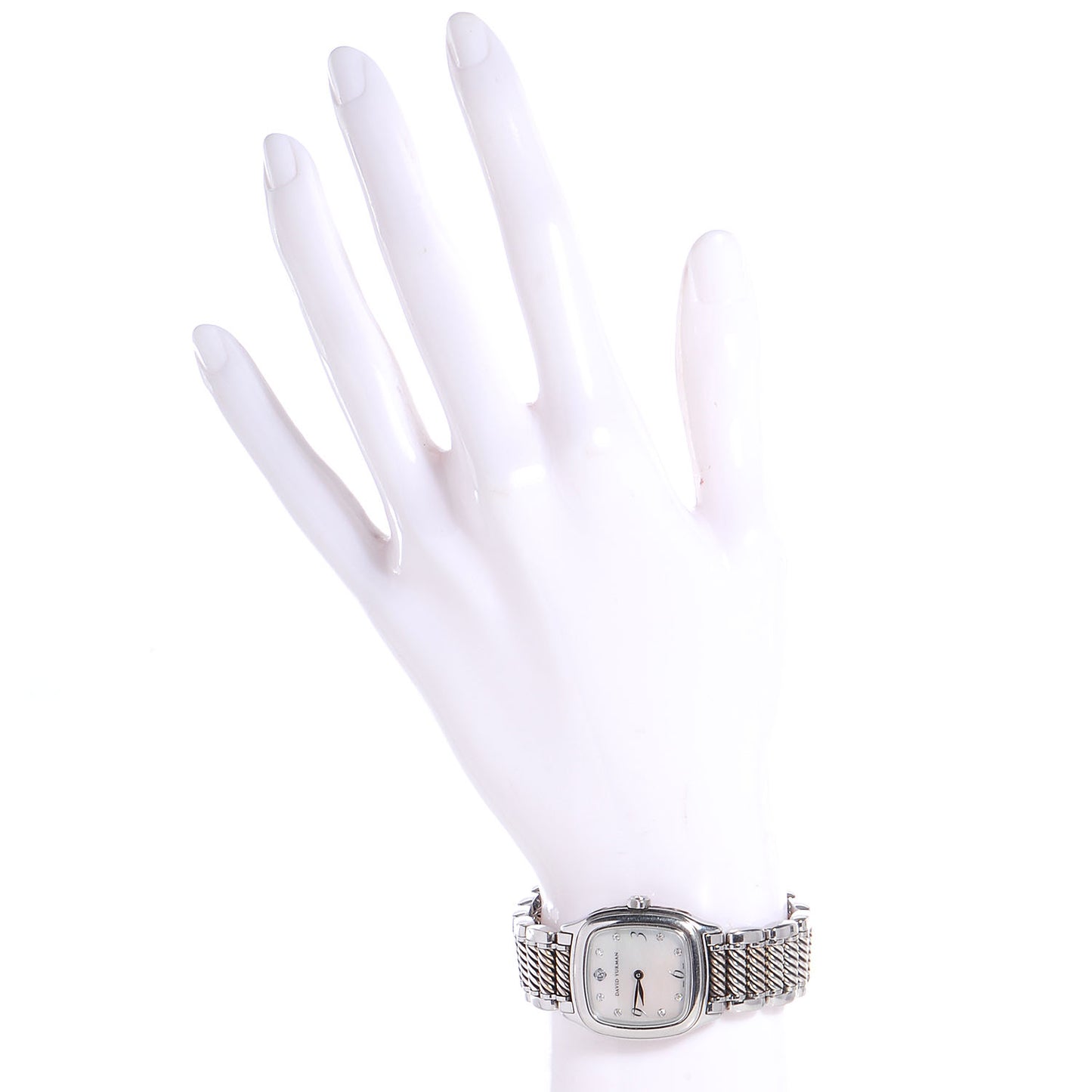 Stainless Steel Sterling Silver Diamond Mother of Pearl 25mm Thoroughbred Quartz Watch
