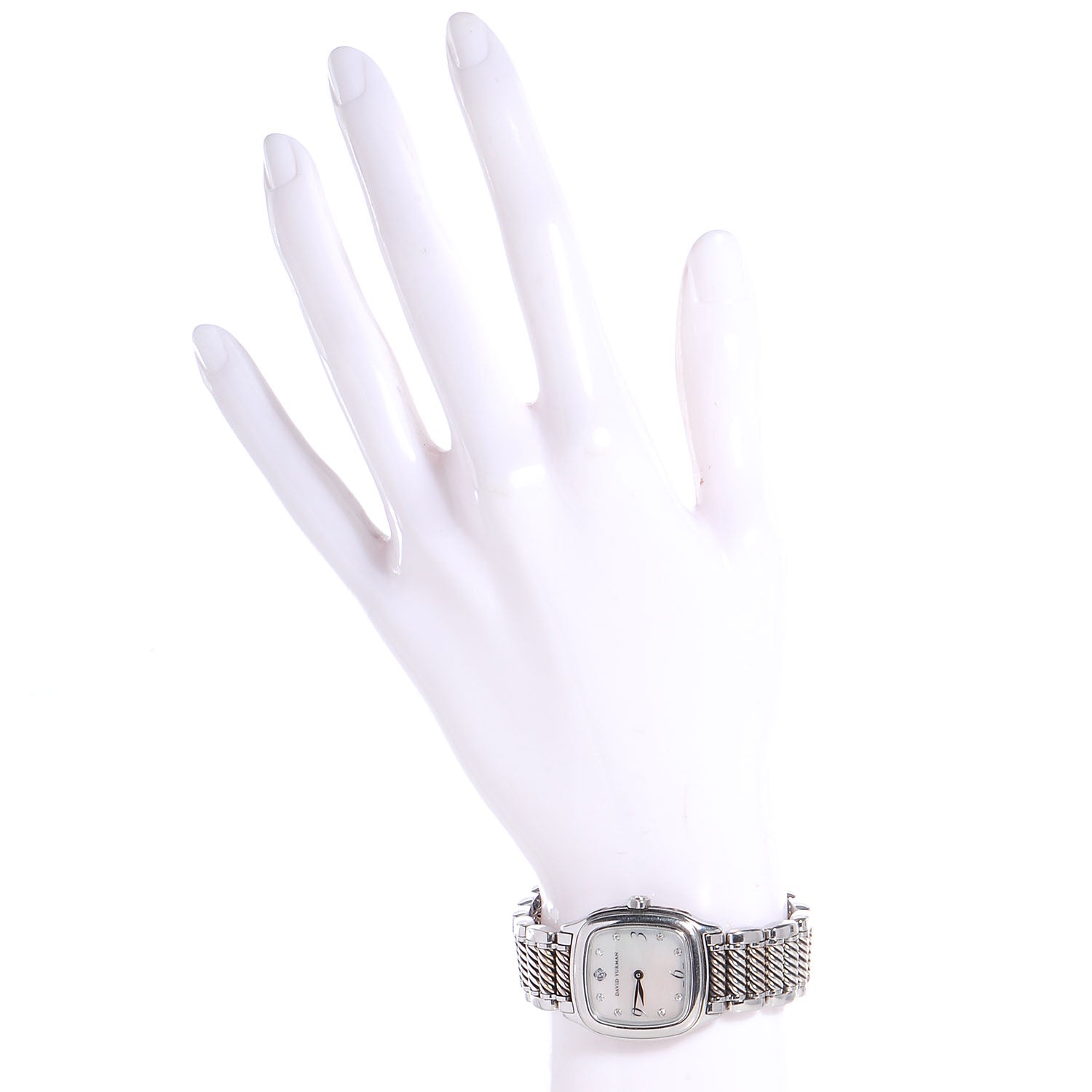 David Yurman Stainless Steel Sterling Silver Diamond Mother of Pearl 25mm Thoroughbred Quartz Watch 2 of 8