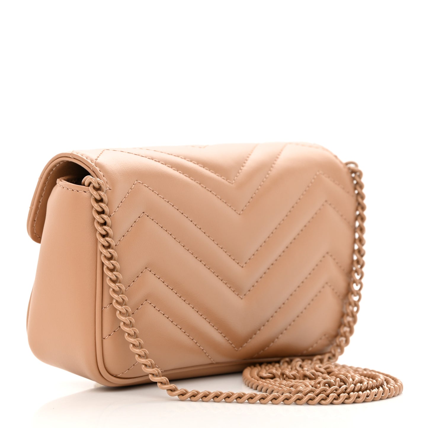 Calfskin Matelasse Monochrome Super Mini GG Marmont Shoulder Bag Camelia