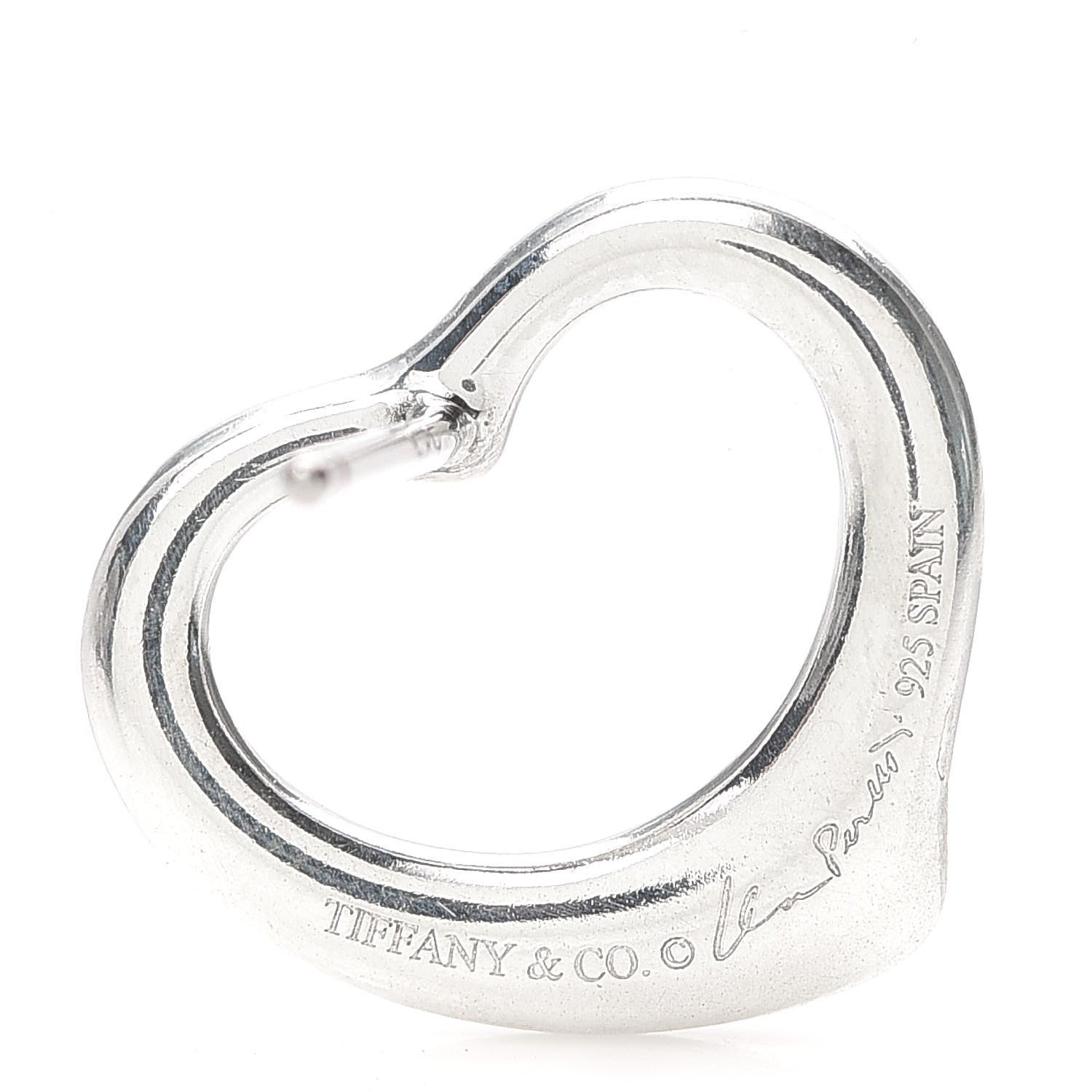 Tiffany Sterling Silver 16mm Elsa Peretti Open Heart Earrings 4 of 5