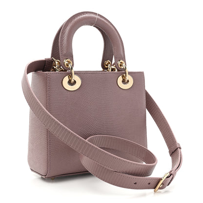 Christian Dior Lizard Small Lady Dior Peony Pink 3 of 13