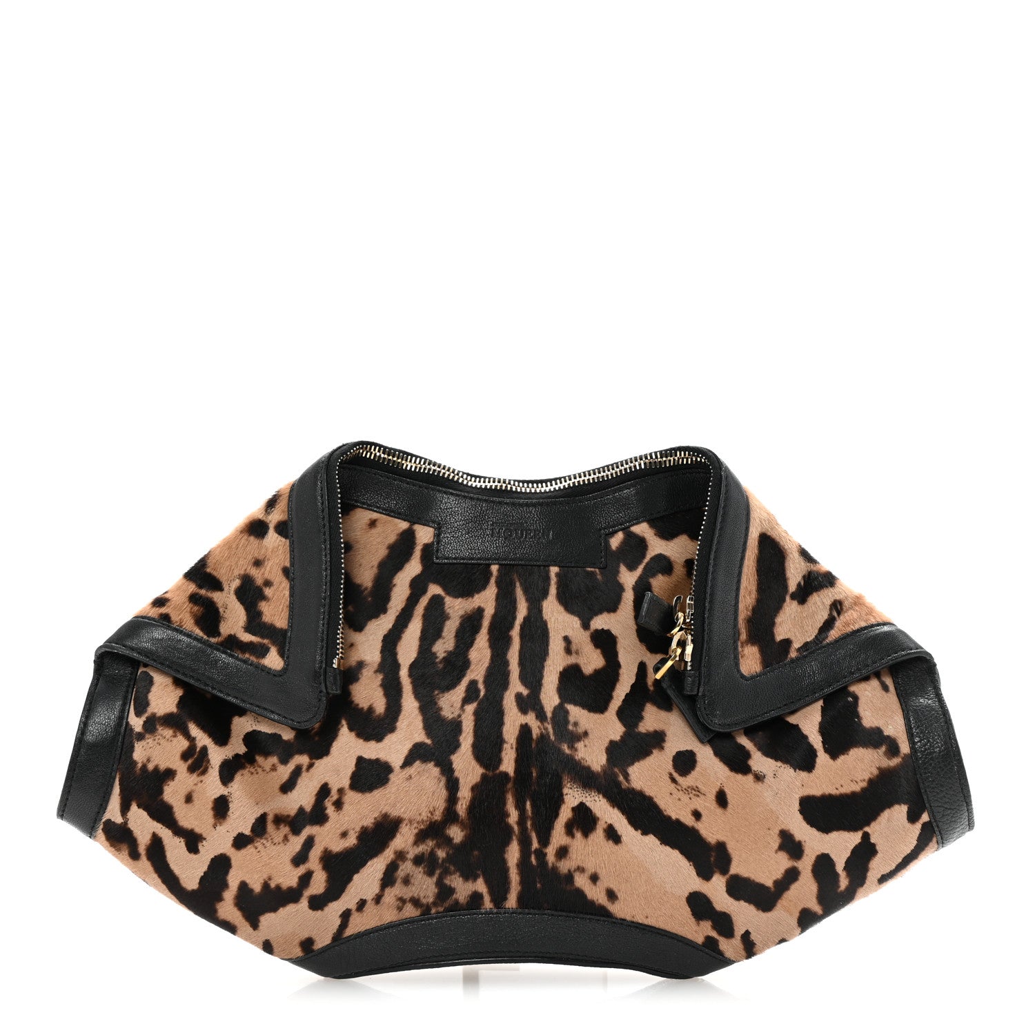 Alexander McQueen Calf Hair Leopard Print De Manta Clutch Brown Black 1 of 6