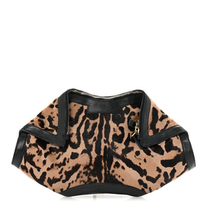 Alexander McQueen Calf Hair Leopard Print De Manta Clutch Brown Black 1 of 6