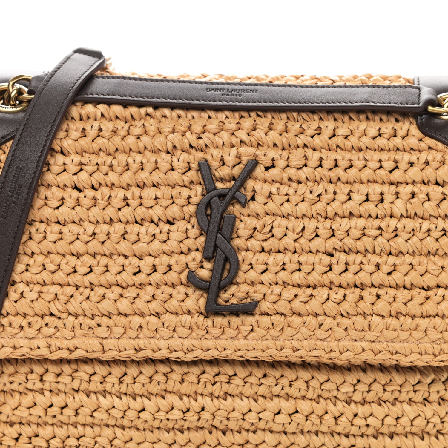 Saint Laurent Raffia Calfskin Monogram Medium Niki Chain Satchel Tan 8 of 11