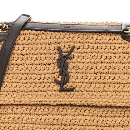 Saint Laurent Raffia Calfskin Monogram Medium Niki Chain Satchel Tan 8 of 11