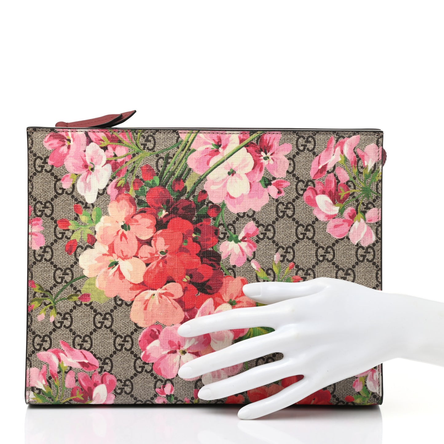 GG Supreme Monogram Blooms Large Cosmetic Case Beige Multicolor Dry Rose