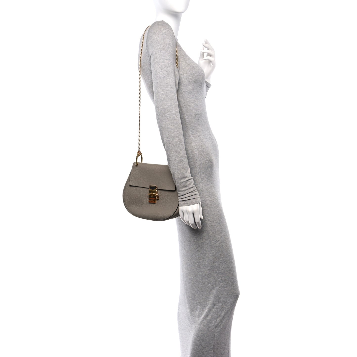Grained Lambskin Mini Drew Shoulder Bag Motty Grey
