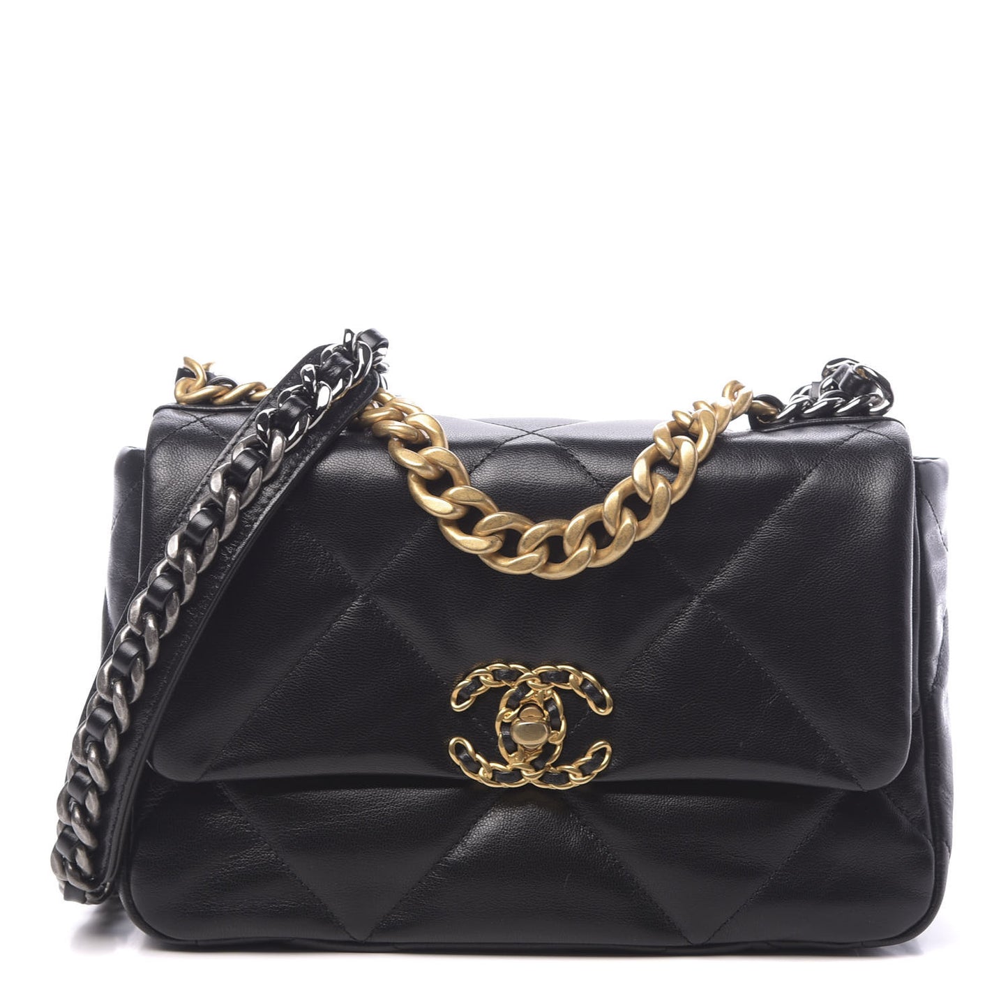 Goatskin Quilted Medium 19 Flap Black