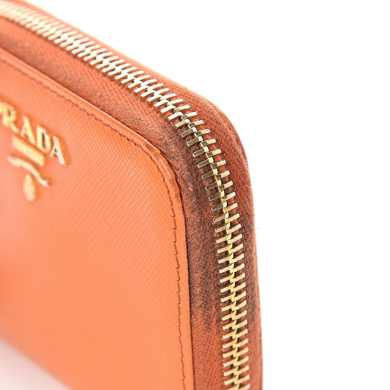 Prada Saffiano Metal Zip Coin Purse Papaya 10 of 17